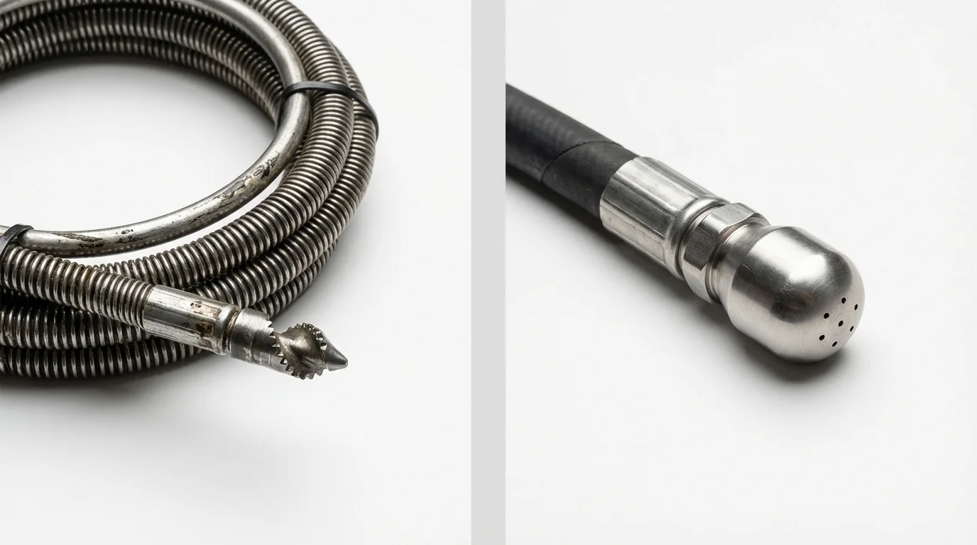 Drain snake cable and hydro jetting nozzle used for drain cleaning in Stanton, KY