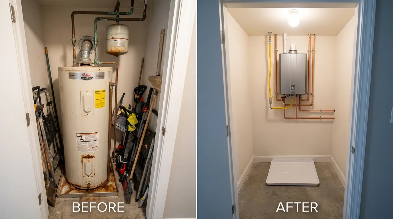 Tank water heater versus wall-mounted tankless unit comparison for Stanton, KY homeowners