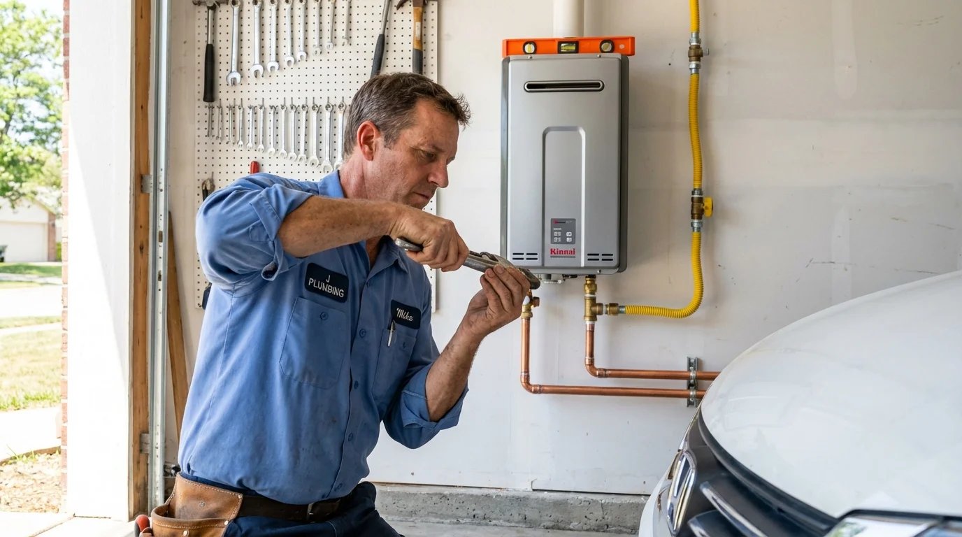 Tankless water heater installation by a Johns Plumbing LLC plumber in Stanton